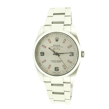 Rolex Air-King Stainless Steel Smooth bezel Pink hour dial 34mm Watch